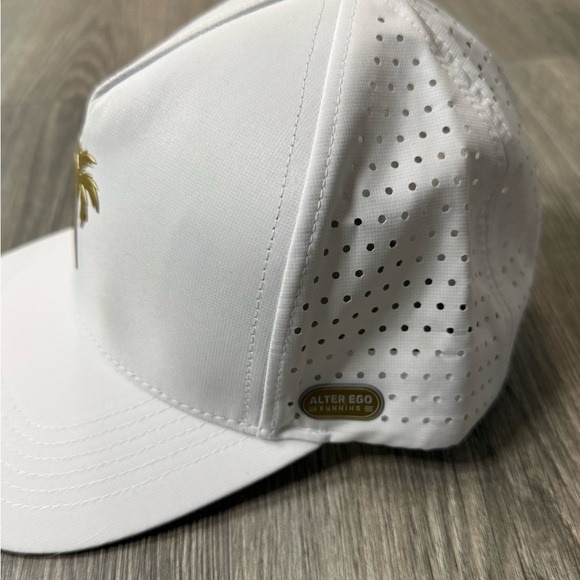 Alter Ego Running White Baseball Cap with Gold Palm Tree SnapBack - Picture 2 of 5